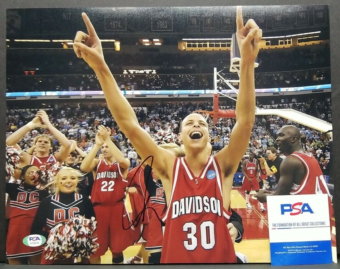 STEPHEN CURRY Signed GS WARRIORS, DAVIDSON 11x14 Photo Poster painting. PSA/DNA