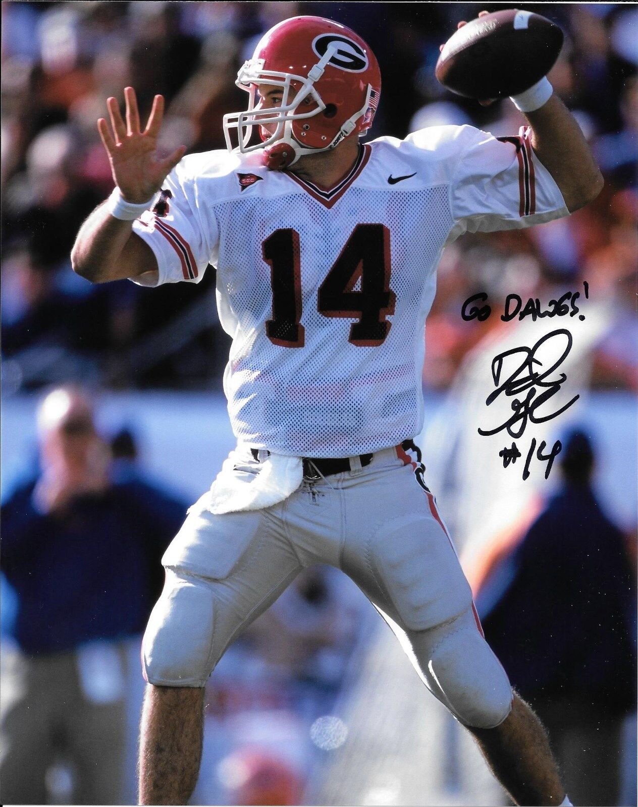 DAVID GREENE HAND SIGNED GEORGIA BULLDOGS 8X10 Photo Poster painting W/COA + INSCRIPTION