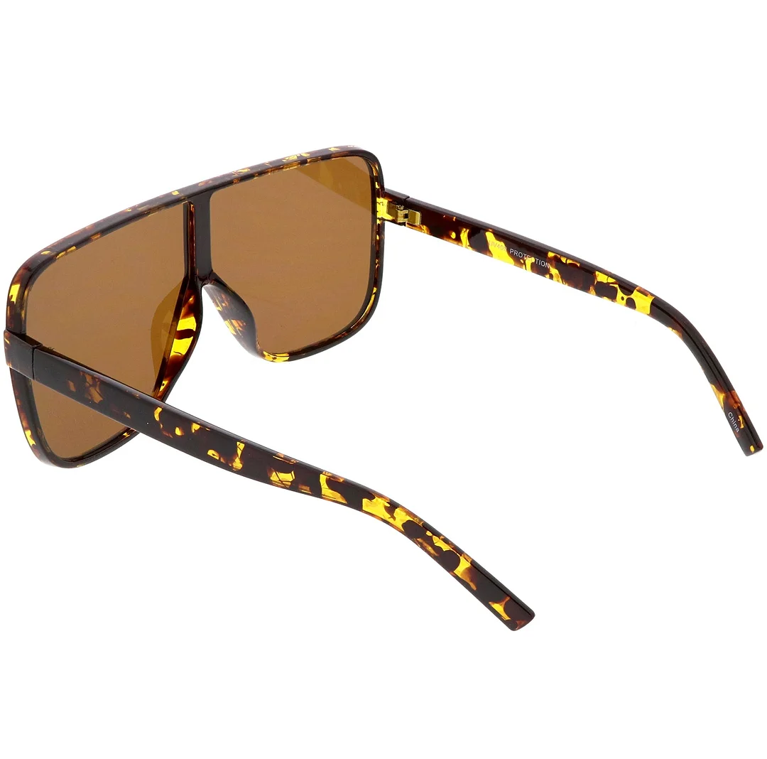 Oversize  Flat Top Square glasses With Neutral Color Flat Lens 69mm