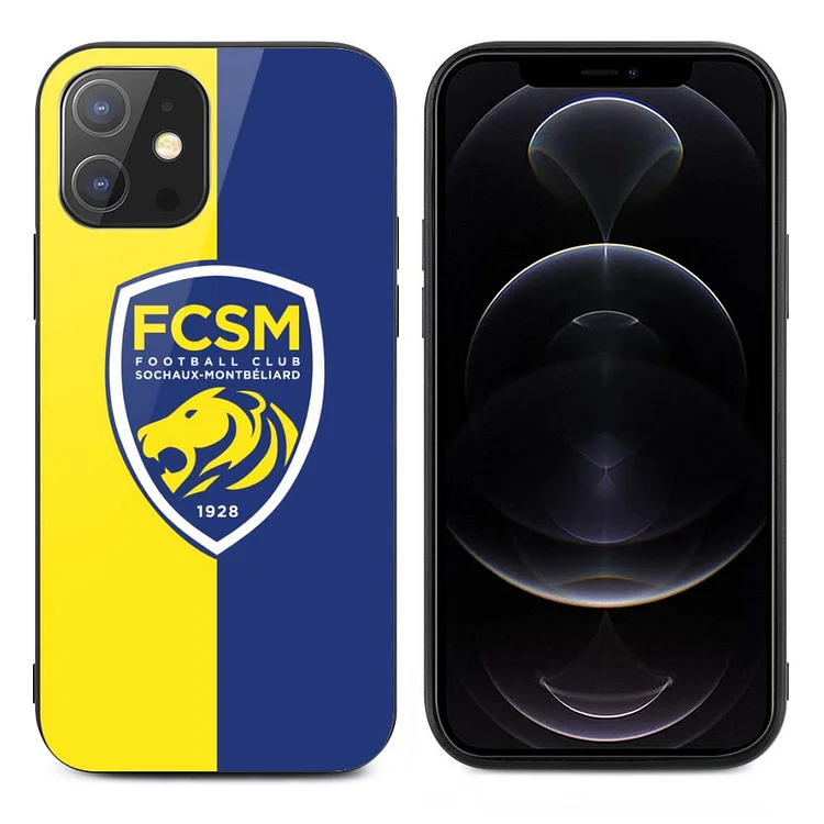 FC Sochaux-Montbéliard Coque En Verre Pour IPhone 12 Series Verre Trempé Protection Écran