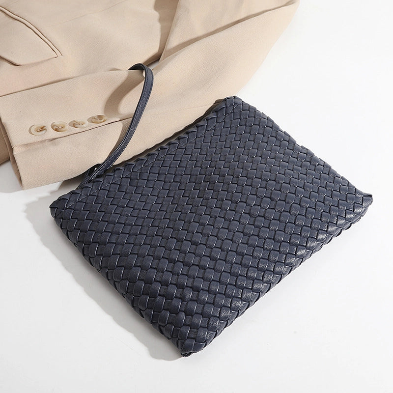 Women’s Solid Color Pu Leather Weave Zipper Wallets