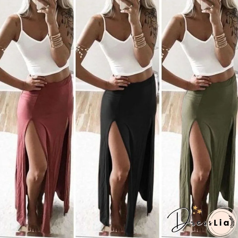 Summer New Women Long Skirts Solid Sexy Split Pencil Skirts