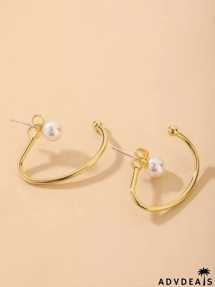 Faux Pearl Decor Earrings