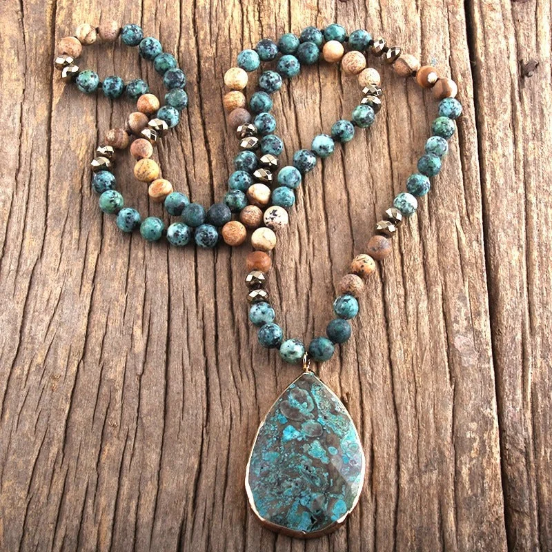 Beaded Crystal Water Drop Bohemian Necklace