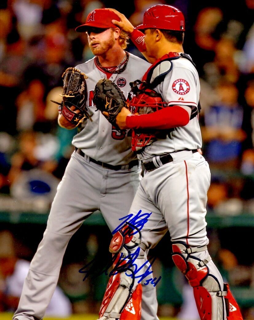 Autographed BUDDY BOSHERS & HANK CONGER Los Angeles Angels 8x10 Photo Poster painting w/ COA