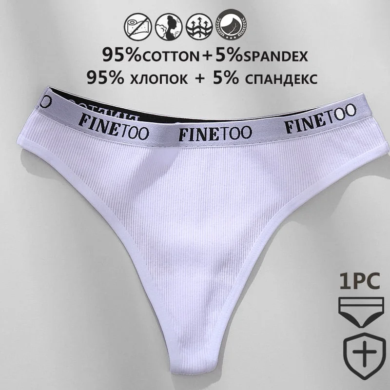 FINETOO 1/2PCS G-string Women Cotton Thongs M-XL Design Letter Femme Underwear Sexy Panties Underpants Thong Pantys Lingerie