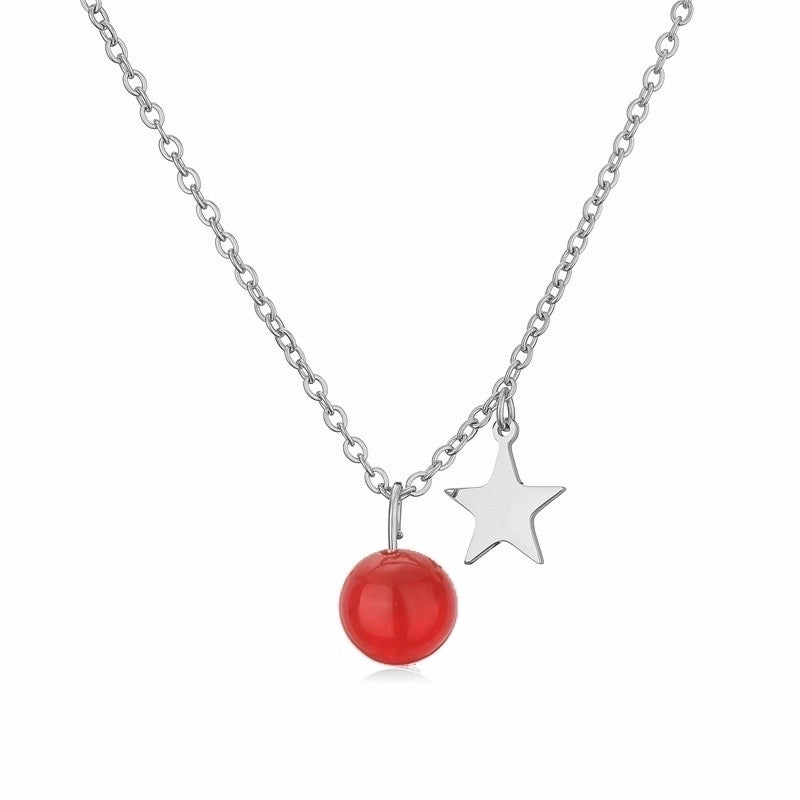 Casual Minimalist Star 304 Stainless Steel Natural Stone Plating Pendant Necklace