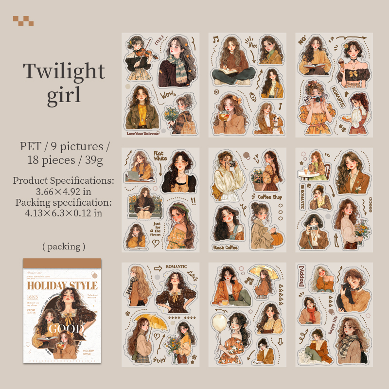 Sticker Book - Holiday Style Series Vintage Girl Character Landscape 