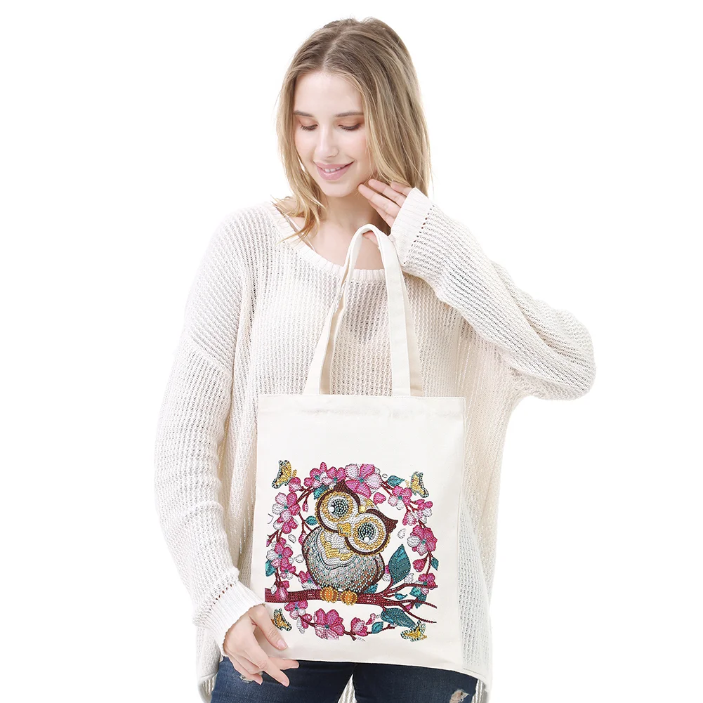 DIY Diamond Painting Eco-Friendly Canvas Bag - Owl