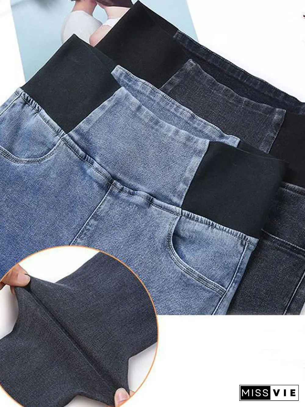 Loose Plain Denim Jeans