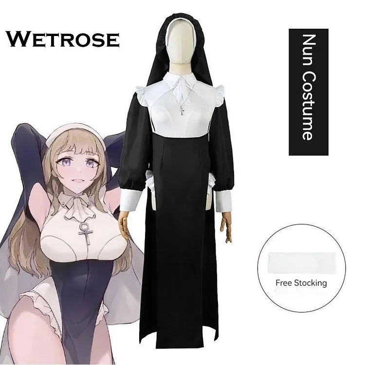 Wetrose In Stock Sexy Nun Cosplay Costume Set Uniform Chowbie