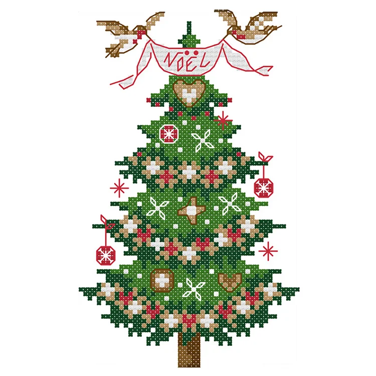 Joy Sunday Christmas Tree 14CT Stamped Cross Stitch 14*19CM