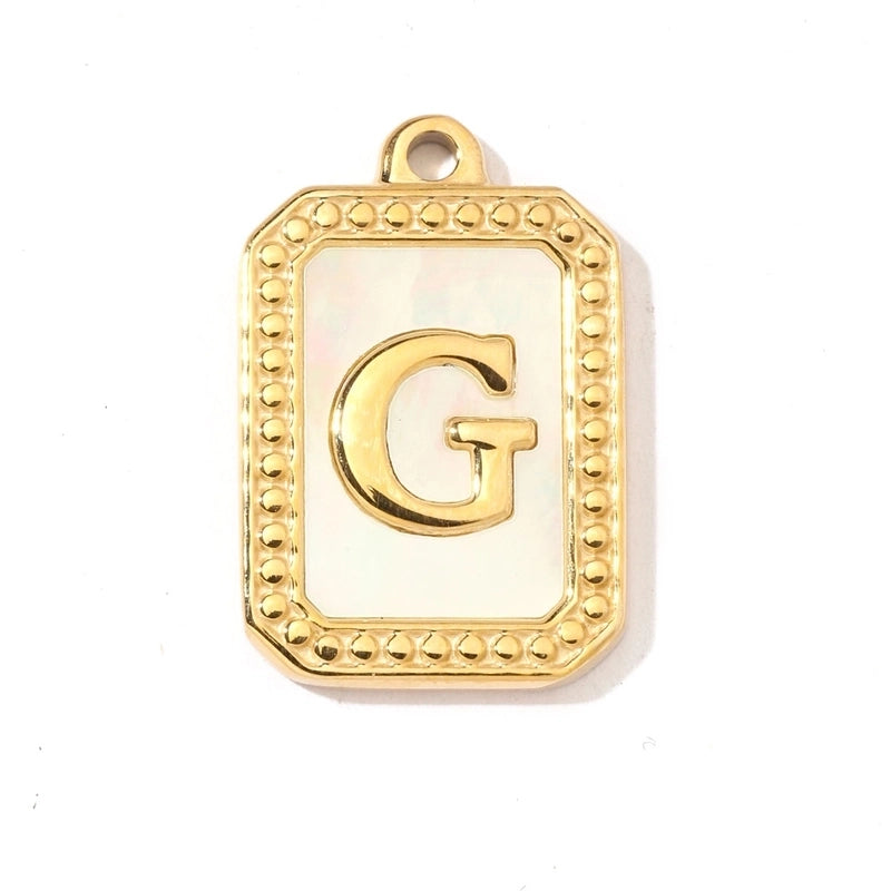 A Pack Of 3 201 Stainless Steel Shell 18K Gold Plated Letter Polished Pendant