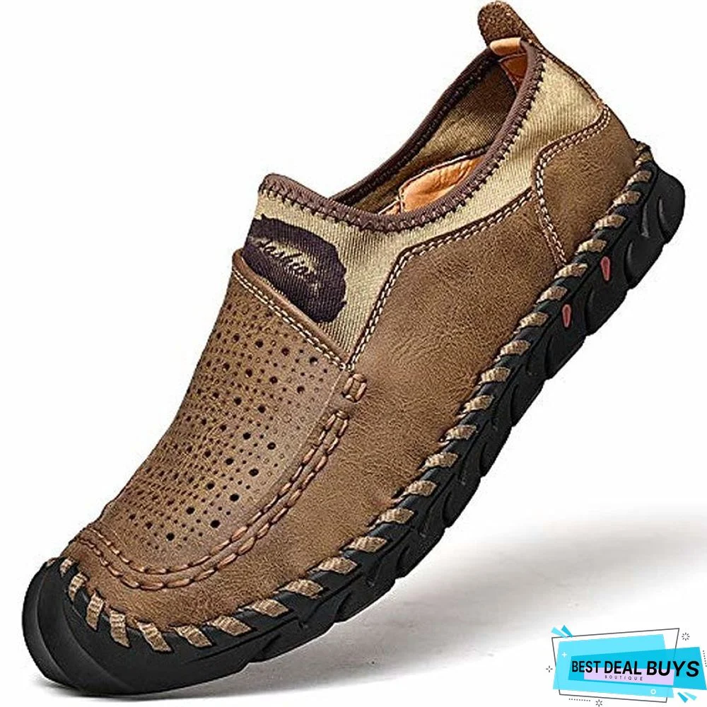 Men's Casual Walking Loafers Shoes Comfortable Leather Slip On For Men Walking Shoes