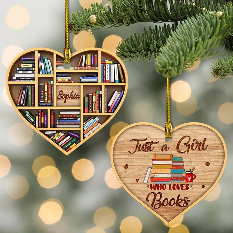 Book Lovers Heart Ornament Reading Book Christmas Ornament