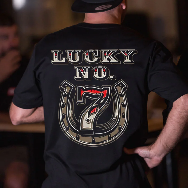 LUCKY NO Horseshoe Print Men's T-shirt
