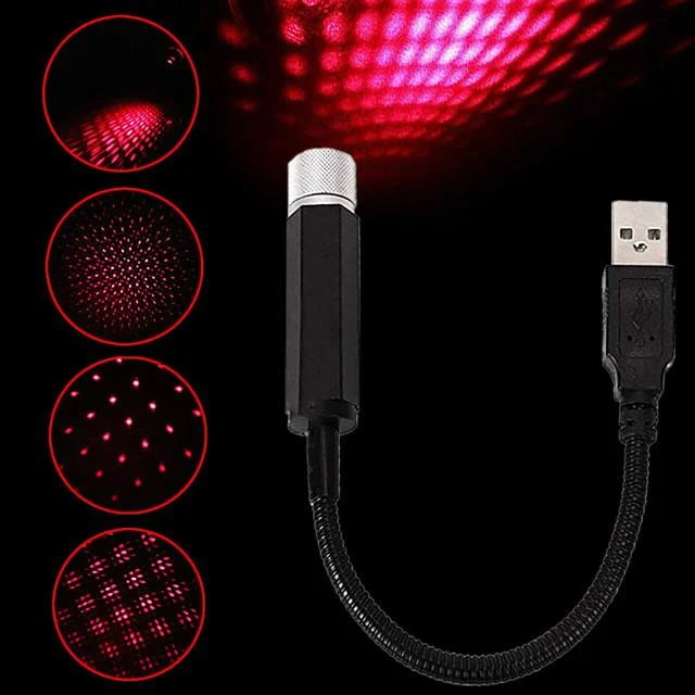 USB Auto Decoration Night Galaxy Lamp Car Roof Star Light Interior Mini LED Starry Laser Atmosphere Ambient Projector Lights