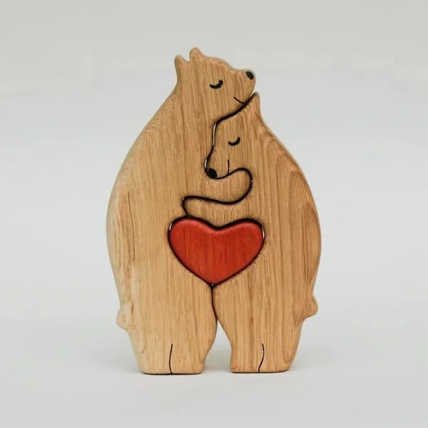 Handcrafted - Family - Wooden Bears Carvings Family Puzzle Gift for Family