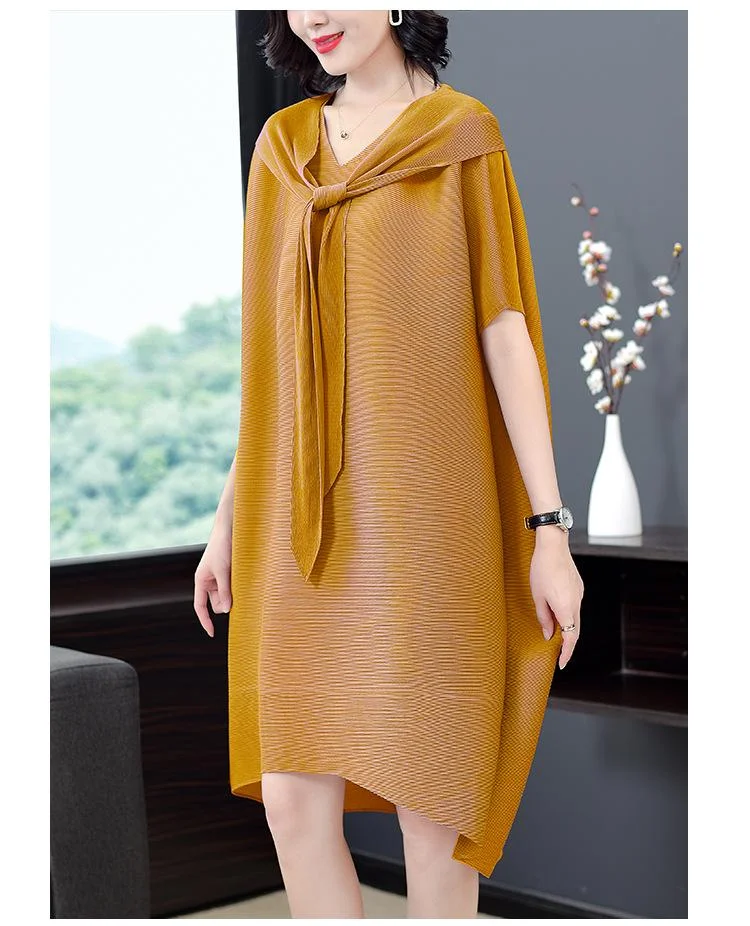 Women's new fashionable pleated hooded dress