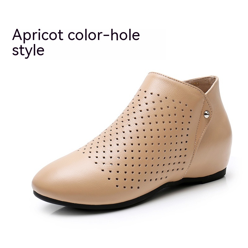 Mature Women Genuine Leather Deep Mouth Flat Shoes