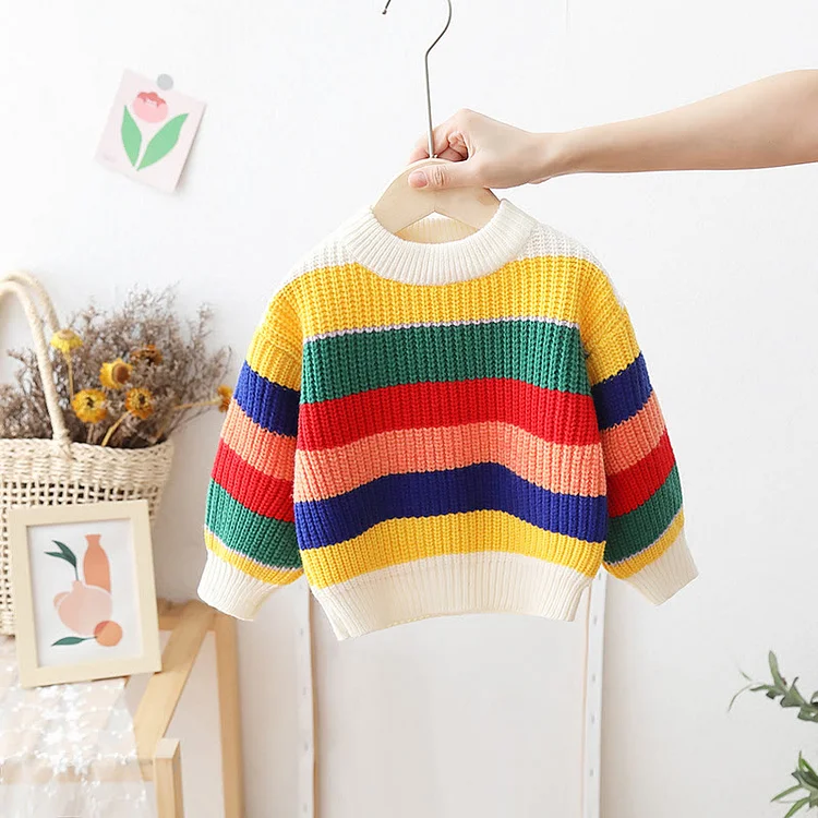 Toddler Rainbow Striped Sweater