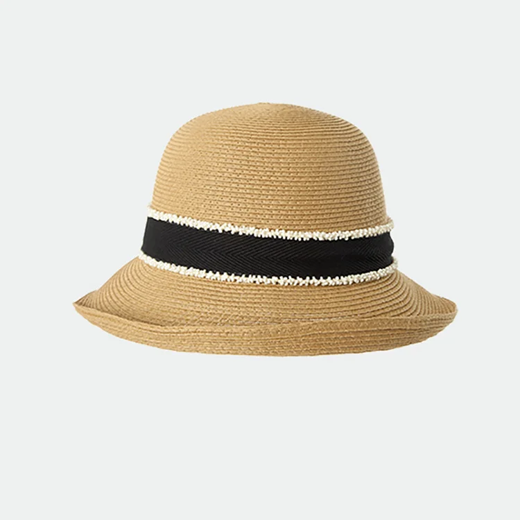 Pearl Decoration Sun Protection Straw Hat