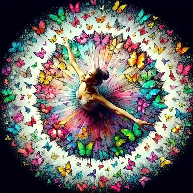 Butterfly Ballet Girl 40*40cm(canvas) Full Round Drill Diamond Painting gbfke