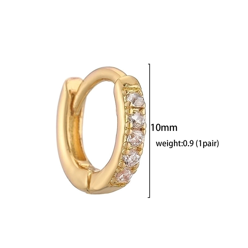 1 Pair Casual Minimalist Classic Style Round Plating Inlay Copper Zircon 18k Gold Plated Hoop Earrings