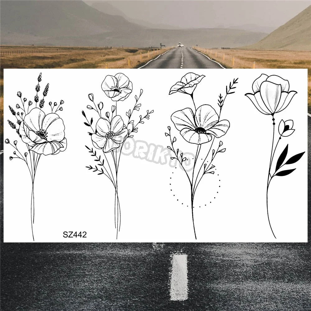 Minimalist Polar Bear Small Temporary Tattoos For Women Men Realistic Dandelion Hummingbird Fake Tattoo Sticker Forearm Tatoos