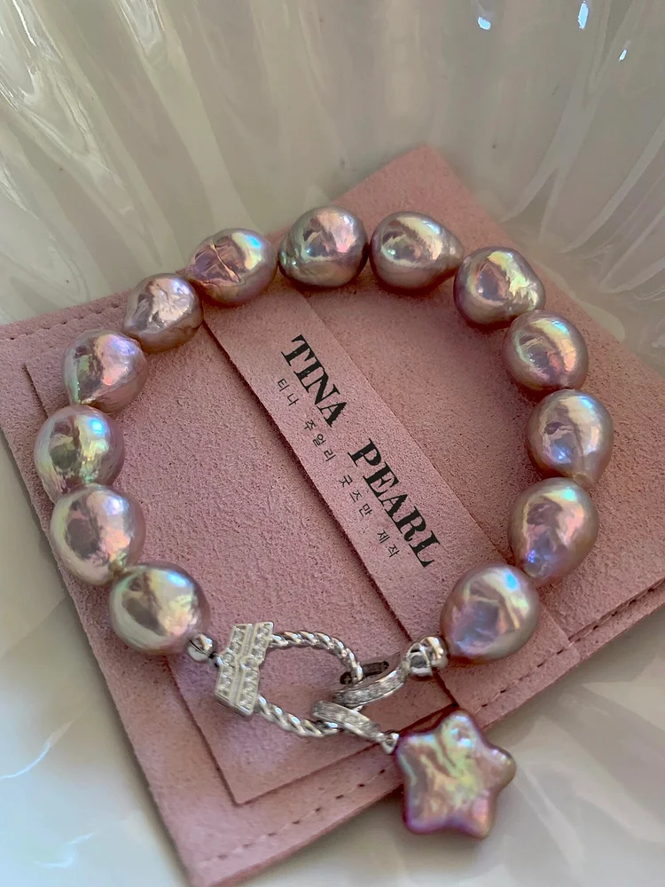 Natural mirror gloss fresh water pearl S925 silver  bracelet dhl free shipping 