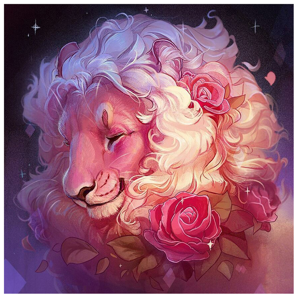 

30*30CM - Round Drill Diamond Painting - Rose Lion, 501 Original