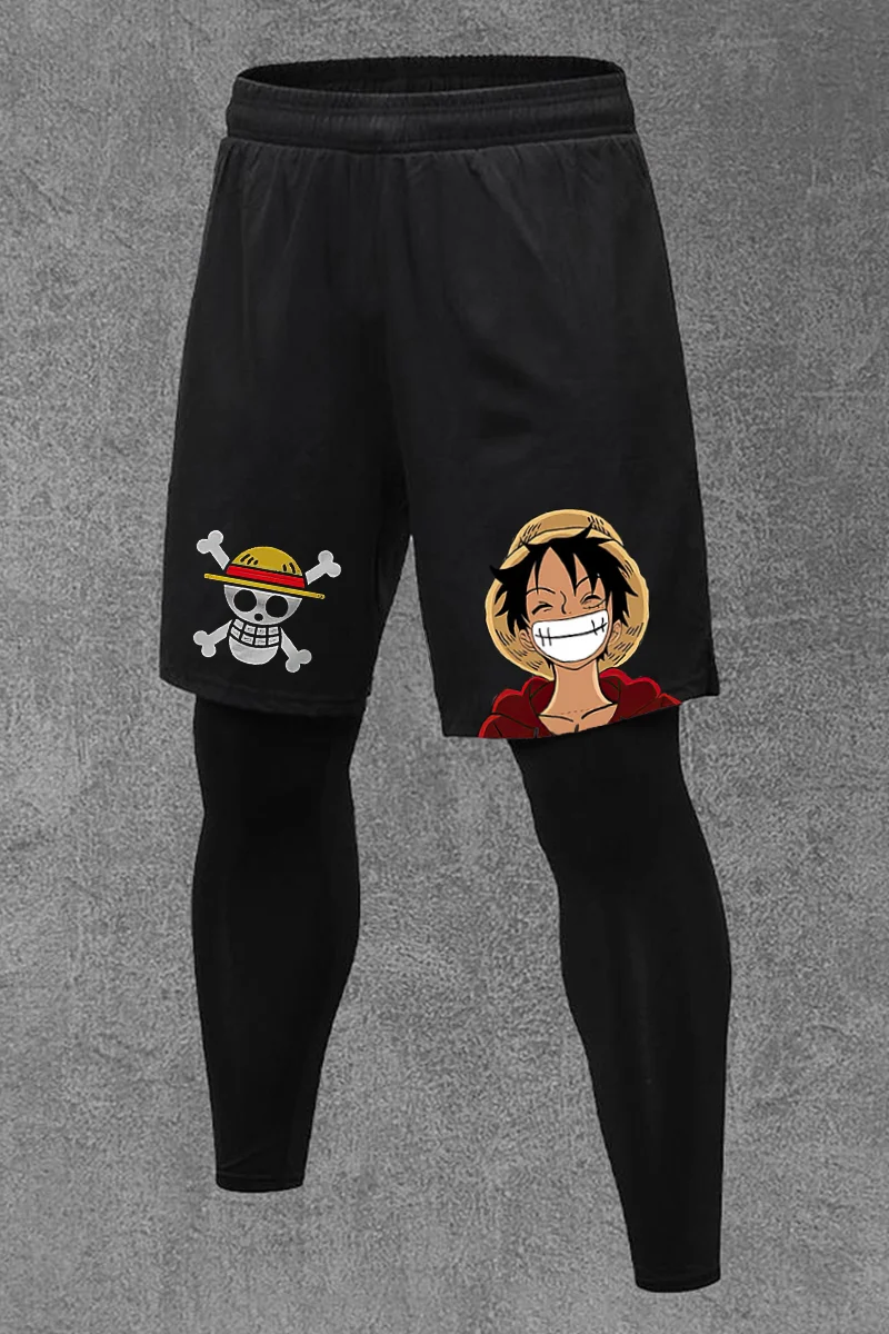 One Piece Anime Printed Men's All-In-One Fitness Leggings 