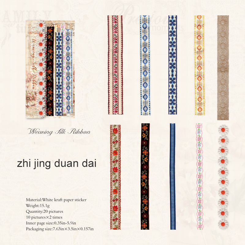 Sticker - Handmade Gallery Series Vintage Lace Flower Bow Landscape Strip 