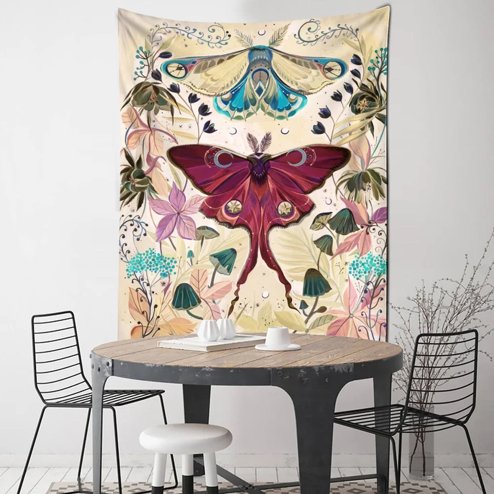 Simple Tarot Flower Butterfly Pattern Tapestry Blanket Psychedelic Witchcraft Wall Hanging Bohemia Gypsy Home Bedroom Decorating