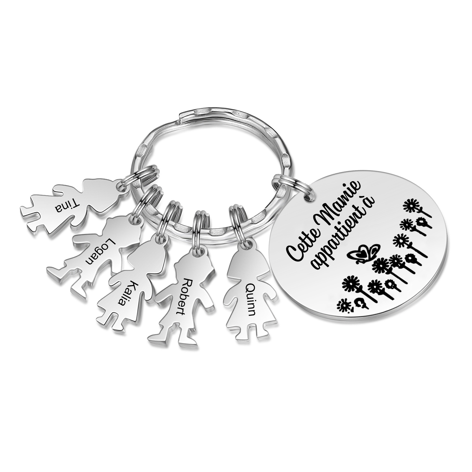 À Ma Mamie - 1-5 Noms Porte-Clés Personnalisés Avec Breloques Enfants