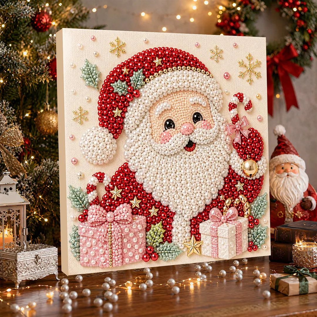 Pearl Painting Kit for Adults Framed Santa 7.87x7.87in