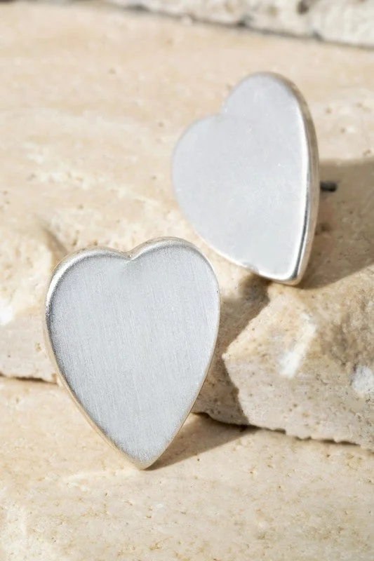 Floating Heart Earrings - Matte Silver