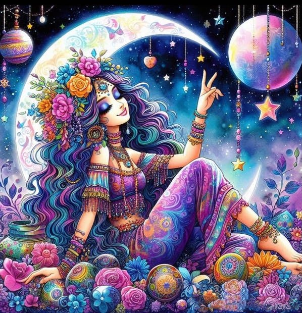 Fantasy Moon Girl 40*40CM(Canvas) Diamond Painting gbfke