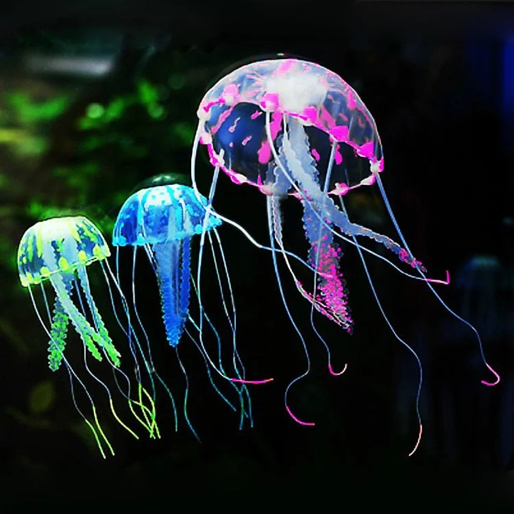 Glowing Artificial Vivid Jellyfish Silicone Fish Tank Decor Aquarium Decoration Ornament 3 Months Warranty