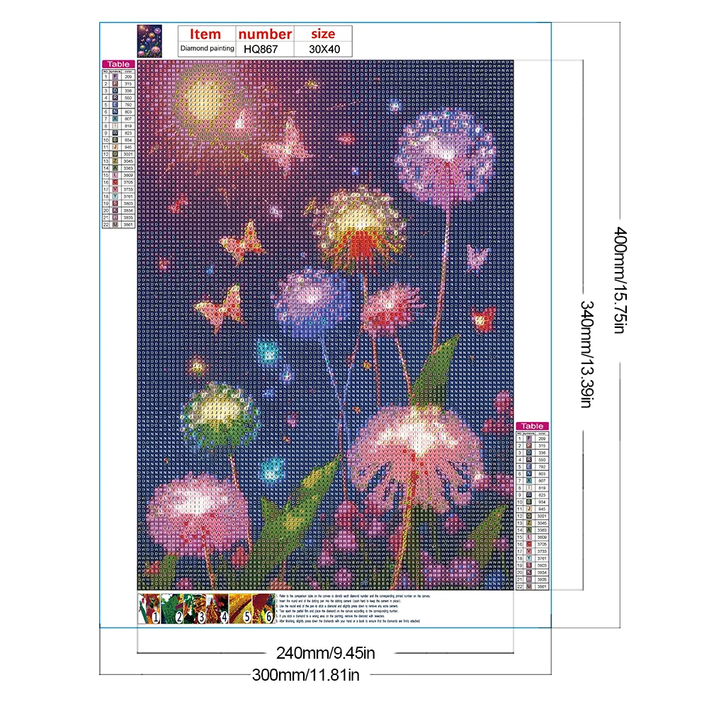 Full Round Diamond Painting 30*40cm - Colorful Dandelions