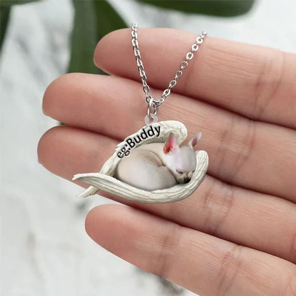 Personalized Chihuahua Sleeping Angel Stainless Steel Necklace