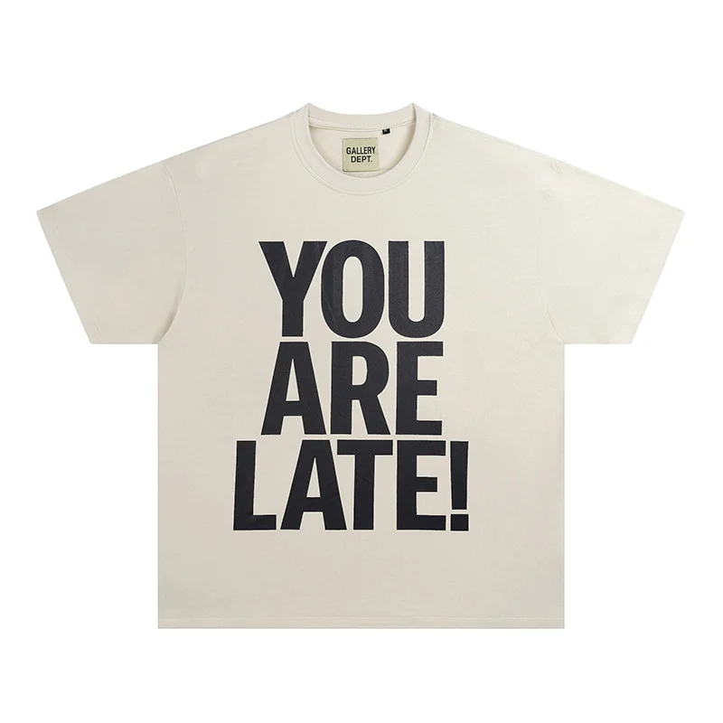 GALLERY DEPT Letter Slogan Palm Gilding Eyes Light Print Vintage Destroyed Short-sleeved T-shirt