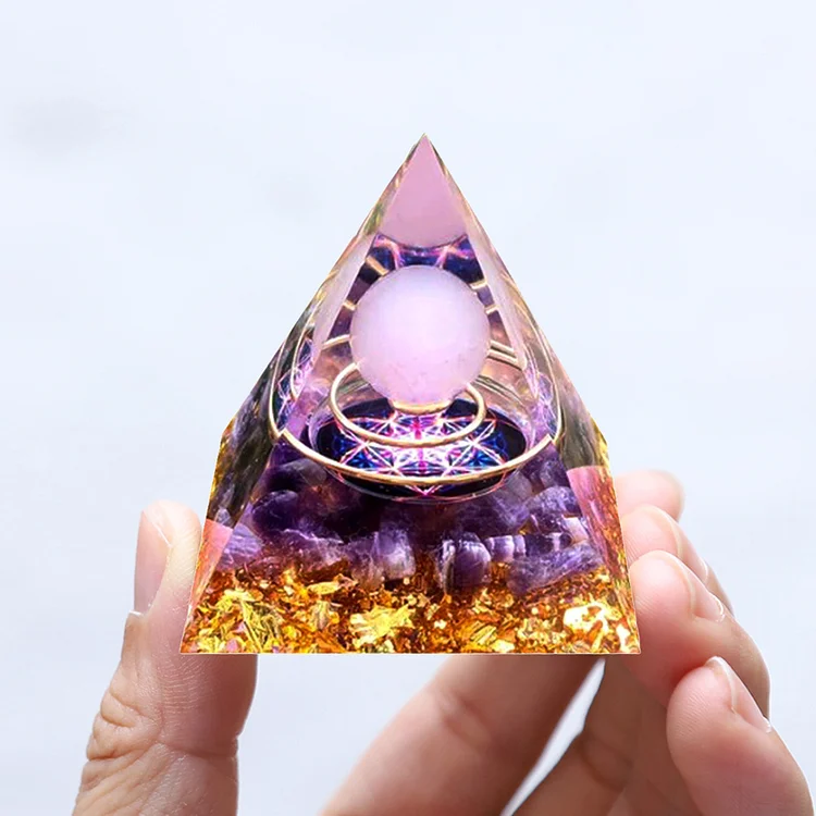 Natural Crystal Gem Pyramid Healing Energy Stone Home Office Decoration (A)