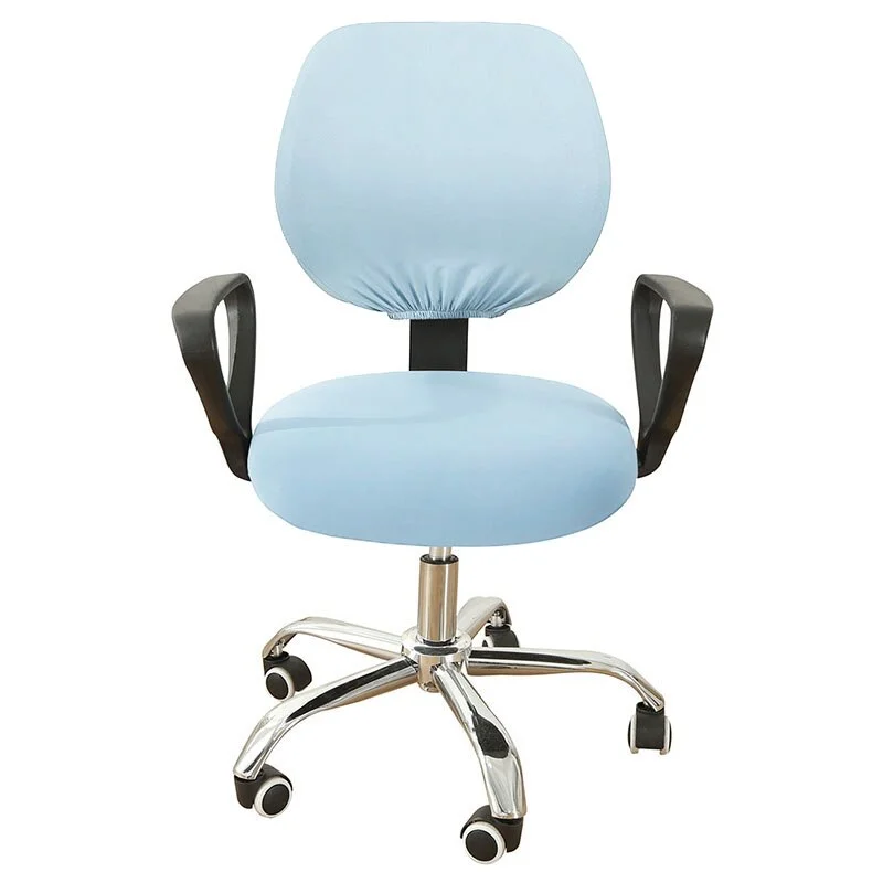 2-piece Split Office Chair Covers Elastic Stretch Computer Chair Covers Universal Solid color Seat Cover Office Chair Dustcover