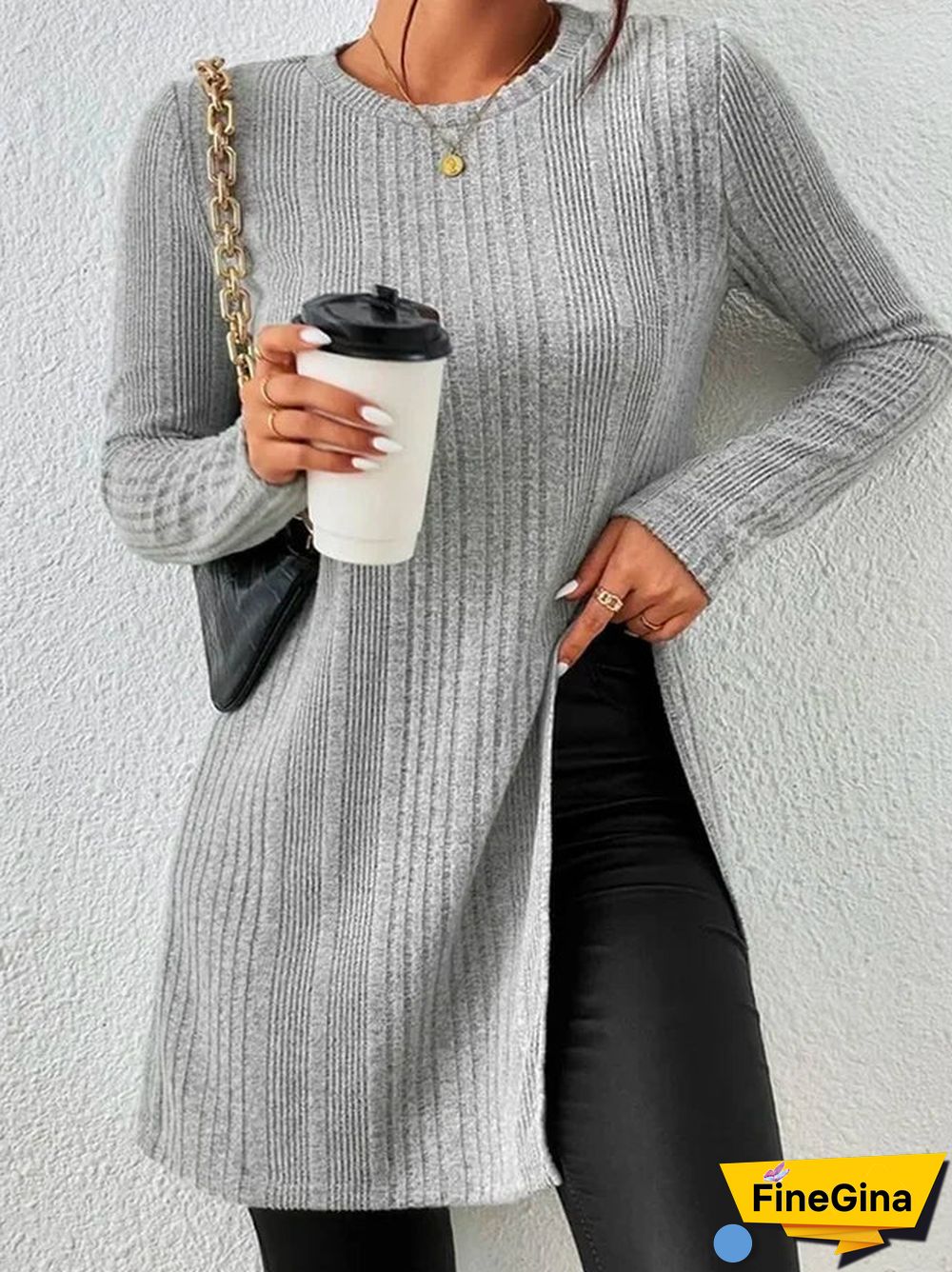Casual Plain Round Neck Top