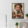 Diamond Painting -DIY Round Drill Girl with Pet Character(35x45 CM)