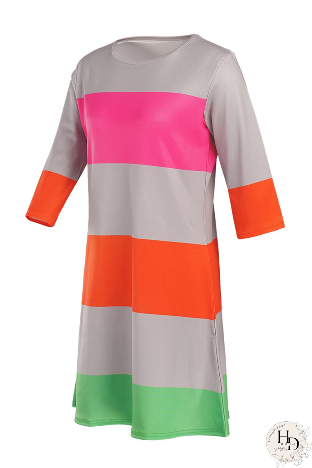 Colorful Fashion Casual Striped Printed Loose Dress