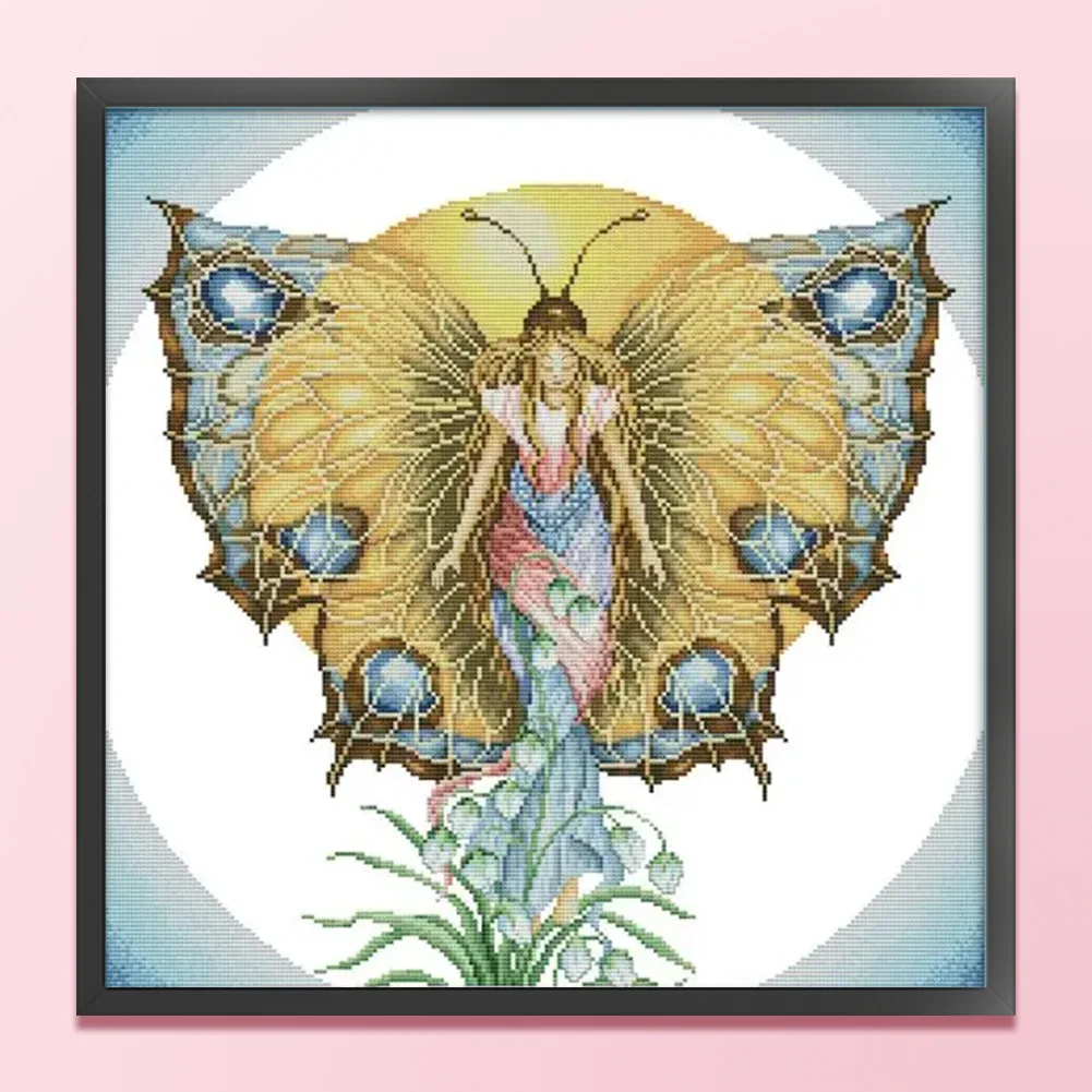 DIY Stamped Cross Stitch 14CT Partial Embroidery 46*46cm - Butterfly Fairy