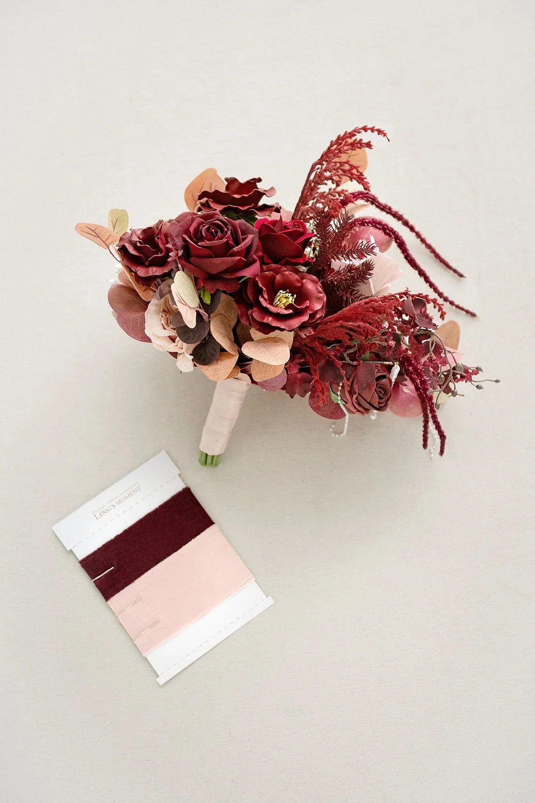 Standard Free-Form Bridal Bouquet in Burgundy & Dusty Rose