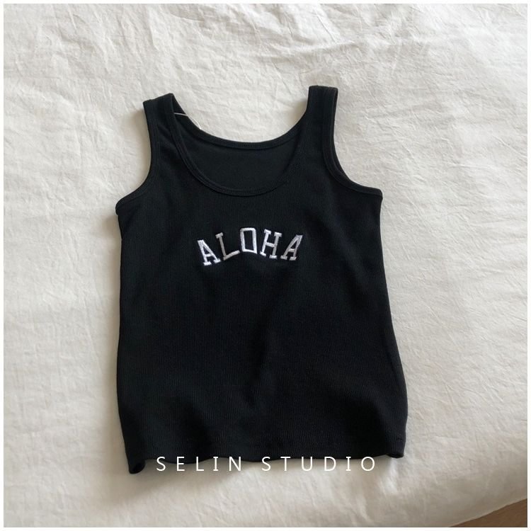 HELIAR Women Lettering Printed Tank Tops O-Neck Knitted Women Straps Tops Camis Sleeveless Tank Tops Women 2022 Summer